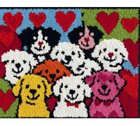 Wallphantom Kits de Crochet de Loquet Point de Croix Kit,Chiot de dessin animé,CréAtion de Tapis,Tapis Point Noué à Faire,Latch Hook Kit de Tapisserie pour Adultes,80x160cm