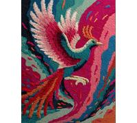 Wallphantom Kits de Crochet de Loquet Point de Croix Kit,Phénix coloré,CréAtion de Tapis,Tapis Point Noué à Faire,Latch Hook Kit de Tapisserie pour Adultes,90x120cm