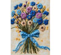 Wallphantom Kits de Crochet de Loquet,Un bouquet de bleuets colorés,Point de Croix,Kit Tapis Point Noué à Faire,Latch Hook Kit de Tapisserie pour Adultes,Débutants,80x160cm
