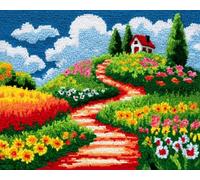 Wallphantom Latch Hook Kit de tapis,Des fleurs le long du chemin