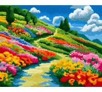 Wallphantom Latch Hook Kit de tapis,Des fleurs le long du chemin