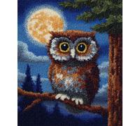 Wallphantom Latch Hook Rug Kit,Chouette sur une branche,Printed Canvas Rug Latch Hook Kits,DIY Home Decor,Handmade Needlework Crafts for Adults Beginners,55x75cm