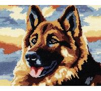 Wallphantom Latch Hook Rug Kit for Adults,Chien, Berger Allemand,DIY Latch Hook Rug Kit with Preprinted Pattern,Needlework Crafts Rug for Home Decor,90x120cm