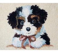 Wallphantom Latch Hook Rug Kit for Adults,Chien mignon,DIY Latch Hook Rug Kit with Preprinted Pattern,Needlework Crafts Rug for Home Decor,52x38cm