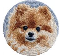 Wallphantom Latch Hook Rug Kit for Adults,chien Poméranien,DIY Latch Hook Rug Kit with Preprinted Pattern,Needlework Crafts Rug for Home Decor,50x50cm