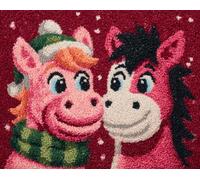 Wallphantom Latch Hook Rug Kit,Petit cheval de Noël mignon,Printed Canvas Rug Latch Hook Kits,DIY Home Decor,Handmade Needlework Crafts for Adults Beginners,55x75cm