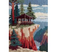 Wallphantom Latch Hook Rug Kits for Adults Beginners,Cliff House,DIY with Printed Canvas Crochet Yarn Handmade Embroidery Crafts Crochet for Home Decoration,55x75cm