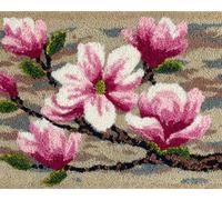 Wallphantom Latch Hook Rug Kits for Adults Beginners,de magnifiques fleurs de magnolia,DIY with Printed Canvas Crochet Yarn Handmade Embroidery Crafts Crochet for Home Decoration,55x75cm