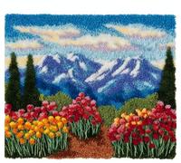 Wallphantom Latch Hook Rug Kits for Adults Beginners,Des buissons de fleurs au pied de la montagne,DIY with Printed Canvas Crochet Yarn Handmade Embroidery Crafts Crochet for Home Decoration,80x160cm