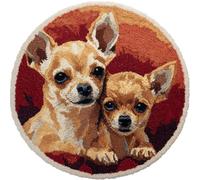 Wallphantom Latch Hook Rug Kits for Adults Beginners,Deux chiens Chihuahua,DIY with Printed Canvas Crochet Yarn Handmade Embroidery Crafts Crochet for Home Decoration,50x50cm
