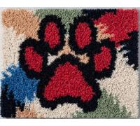 Wallphantom Latch Hook Rug Kits for Adults Beginners,empreintes de pattes de chien,DIY with Printed Canvas Crochet Yarn Handmade Embroidery Crafts Crochet for Home Decoration,52x38cm
