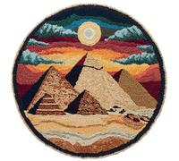 Wallphantom Latch Hook Rug Kits for Adults Beginners,Paysage pyramidal du désert,DIY with Printed Canvas Crochet Yarn Handmade Embroidery Crafts Crochet for Home Decoration,50x50cm