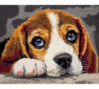 Wallphantom Latch Hook Rug Kits for Adults Kids Beginners,Chien Beagle,Printed Crochet Non-Slip Mat,Rug Crochet Yarn Kit for Home Sofa Decoration,80x160cm