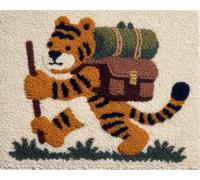 Wallphantom Latch Hook Rug Kits for Adults Kids Beginners,Tigre avec un cartable,Printed Crochet Non-Slip Mat,Rug Crochet Yarn Kit for Home Sofa Decoration,80x115cm