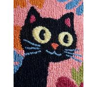 Wallphantom Latch Hook Rug Kits for Beginners,Chat noir de dessin animé