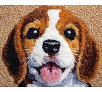 Wallphantom Loquet Crochet Kits,Beagle souriant,Tapis Broderie Point De Croix Canapé Coussin,Tapis à Point Noué Bricolage Décoration Intérieure,80x115cm