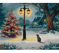 Wallphantom Loquet Crochet Kits,Des souris sous les illuminations de Noël,Tapis Broderie Point De Croix Canapé Coussin,Tapis à Point Noué Bricolage Décoration Intérieure,80x160cm