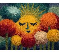 Wallphantom Loquet Crochet Kits,pissenlits colorés,Tapis Broderie Point De Croix Canapé Coussin,Tapis à Point Noué Bricolage Décoration Intérieure,80x160cm