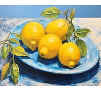 Wallphantom nature morte Kits de Peinture au Numéro pour Débutants,Fruit Citron,Peinture Numero Adulte Bricolage Peintures Kits pour la décoration de la Maison,40x50cm sans Cadre