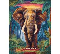Wallphantom paysage forestier Kits de Crochet de Loquet Point de Croix Kit,Éléphant animal,CréAtion de Tapis,Tapis Point Noué à Faire,Latch Hook Kit de Tapisserie pour Adultes,52x38cm
