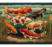 Wallphantom paysage Kits de Crochet de Loquet Point de Croix Kit,Un groupe de poissons koi,CréAtion de Tapis,Tapis Point Noué à Faire,Latch Hook Kit de Tapisserie pour Adultes,60x90cm