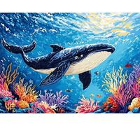 Wallphantom Paysage sous-marin Kit de Tapis de Crochet à Point Noué Set,Baleine animale,Tapis à Point noué Loquet Bricolage,Tapis à Nouer Création de Tapis à Crocher pour Adultes,90x120cm