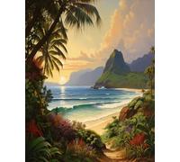 Wallphantom Peinture par Numéros pour Adultes,Paysage d'île tropicale,Kit de Peinture à l'huile sur Toile par Numéro pour débutants,avec pinceaux,Peinture,40x50cm sans Cadre