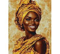 Wallphantom portrait de dame Canevas Broderie Point de Croix Kit Complet Adulte,femme africaine,Pré Imprimé Kit de broderie,11CT Cross Stitch Loisirs Créatifs Set,40x50cm