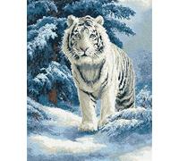 Wallphantom Scène de forêt enneigée Kit de crochet à loquet,Animal Tigre Blanc,Motif de tapis imprimé Pour enfants et adultes,Cadeau pour la famille,les amis - Travaux d'aiguille,80x160cm