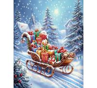 Wallphantom Scène de neige de Noël Peinture par Numéro Adulte,Cadeaux de traîneau,Kit de peinture à l'huile sur toile,Activité Manuelle Kit de Loisir Créatif DIY Numéro d'Art,40x50cm sans Cadre