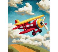 Wallphantom Tapis Kit Tricot Débutants,Avion de dessin animé,Diy Latch Hook Rug,Kit De Crochet Fabrication De Tapis Avec Toile Imprimée,Décoration de La Maison Cadeau,55x75cm