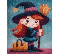 Wallphantom Tapis Kit Tricot Débutants,jolie fille,Diy Latch Hook Rug,Kit De Crochet Fabrication De Tapis Avec Toile Imprimée,Décoration de La Maison Cadeau,80x115cm