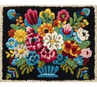 Wallphantom Tapis Kit Tricot Débutants,Magnifique panier de fleurs,Diy Latch Hook Rug,Kit De Crochet Fabrication De Tapis Avec Toile Imprimée,Décoration de La Maison Cadeau,80x160cm