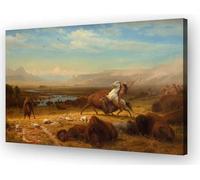 Wallpicss Affiche murale amérindienne encadrée Le dernier des buffles célèbres peintures de paysage vintage impressions sur toile œuvre d'art décoration murale 40,6 x 61 cm
