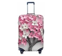 Walls of Pink Cherry Trees Housse de protection élastique pour valise de voyage Motif rayures, Noir , L
