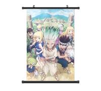 Wallscroll Grand tableau enroulable Dr Stone Kakemono 60 x 90 cm | Poster en tissu Anime Manga | Décoration murale cadeau | Motif : Senku & amis