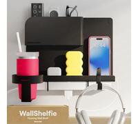 WallShelfie Étagère de Chevet pour Lit, Table de Nuit Suspendue, Accessoires Essentiels pour Dortoir Universitaire, Table de Chevet à Suspendre de Loft, Plateau de Lit - Noir