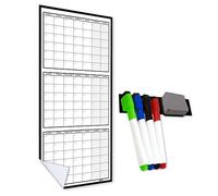 WallTAC Calendrier mural annuel 2022 grand format A1, A2 ou A3 avec dos adhésif amovible pour un montage facile, laminé ou organiseur familial (A3 3 mois, noir et blanc)
