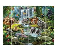 Walltastic Jungle Adventure Papier peint 6 panneaux en papier FSC Multicolore 2,4 m de haut x 3 m de large