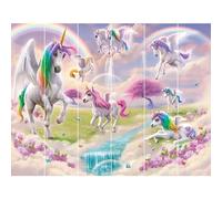 Walltastic Papier peint à 6 panneaux Motif licorne magique Papier FSC Multicolore 2,4 m de haut x 3 m de large