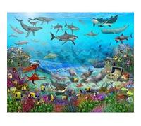 WALLTASTIC Papier peint Atlantide, animaux marins, bateau pirate et trésors 305x244 cm Bleu G