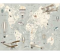 Walltastic Papier peint carte du monde, papier FSC, multicolore, 2,4 m de haut x 3 m de large, taille unique, multicolore