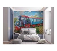WALLTASTIC Papier peint Walltastic train bleu et rouge locomotive qui sourit 305x244 cm Multicolors G
