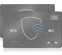 WallTrust Carte de protection RFID NFC pour cartes de crédit, lot de 2, grise