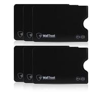 WallTrust Lot de 7 étuis de Protection RFID NFC en Plastique Rigide - pour Cartes de crédit, Cartes d'identité - Sécurité Contre Le vol de données et Cartes bancaires, Lot de 6 - Noir, Set of 6