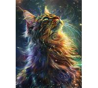 Walluminati Kit de broderie au point de croix estampé 11CT pour débutants et adultes (chat 30 x 40 cm, comme décrit