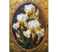 Walluminati Kit de broderie au point de croix estampé pour débutants - 11 CT 3 brins (belle fleur d'iris, 30 x 40 cm)