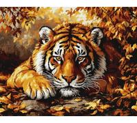 Walluminati Kit de broderie au point de croix estampillé 11CT pour débutants avec motifs simples, kit de broderie compté 40,6 x 50,8 cm (tigre animal)