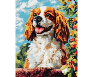 WallustrioaW 11CT Cross Stitch Embroidery Starter Kit,Cavalier King Charles Spaniel,Kit de Couture à la Main Broderie Point de Croix Complet Adulte Debutant,40x50cm