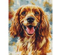WallustrioaW 11CT Kit Broderie Point De Croix,Cavalier King Charles Spaniel,Kits de point de croix estampé bricolage Enfant Débutant Adulte Canevas,40x50cm